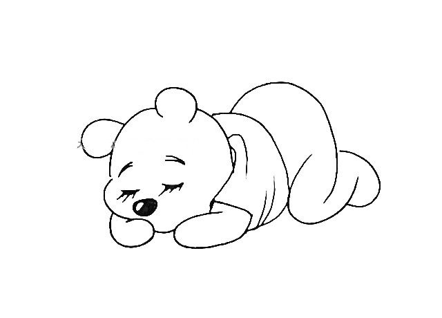 第十二步：画出维尼熊微卷着的双腿。