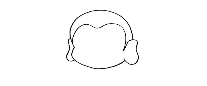 3.用一个倒字3画出他的头顶形状。