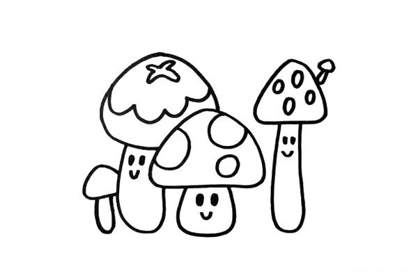3.蘑菇家族里，还有不少形态各异的成员，要画出它们不同的特征。
