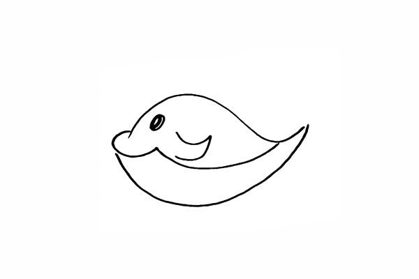 5.在身体的一侧画出鲸鱼的鱼鳍。
