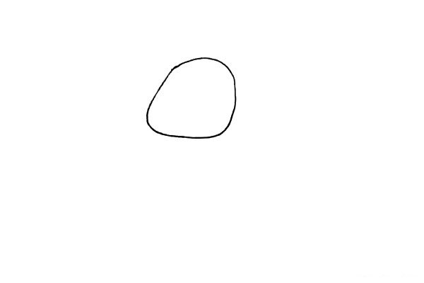 第一步：先画上一个不规则的四边形，形状像石头一样。