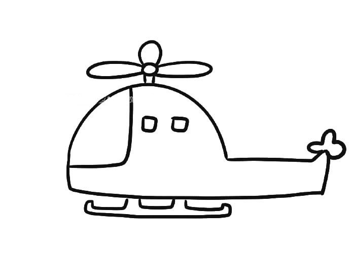 7.画完着陆杆再画直升机的尾桨