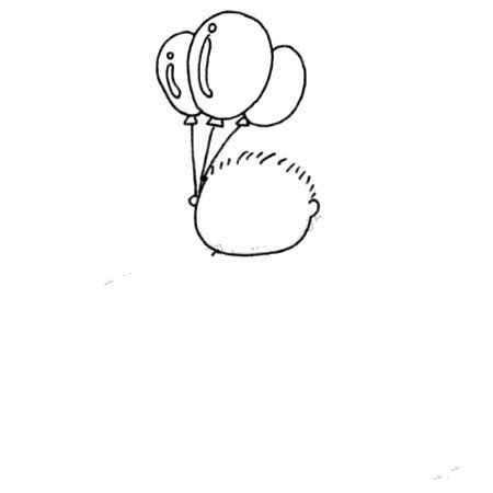 1.先画出气球的形状和脸的形状