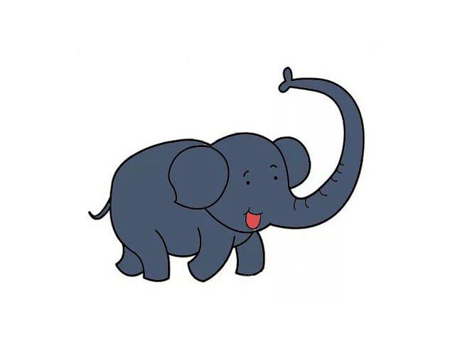 第八步  最后给大象涂上颜色，为什么没有画象牙呢？因为人们为了得到象牙，残害大象，小编倒希望大象的象牙长在人们看不到的地方，永远不要让人类发现。