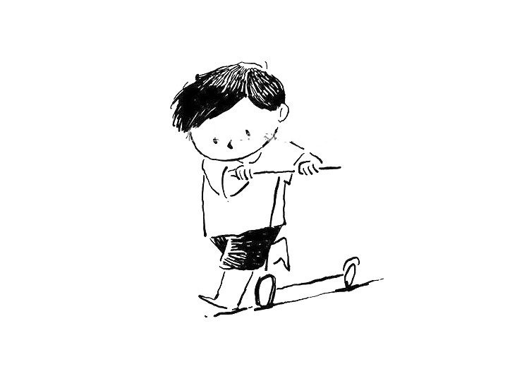 玩滑板车的小男孩简笔画6