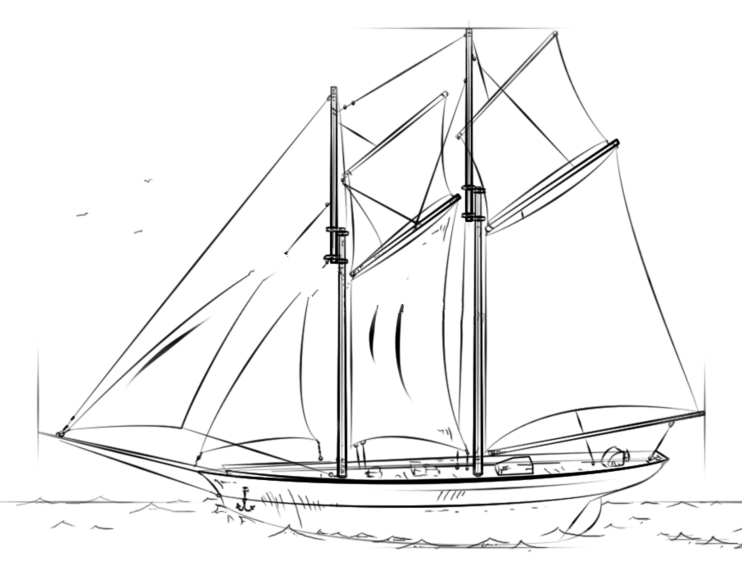 如何画帆船