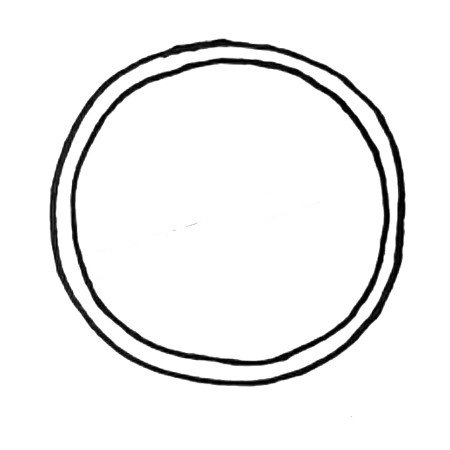 1.画一个大圆，在大圆里再画一个圆。