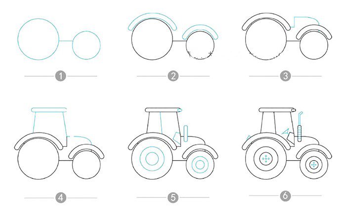 拖拉机的画法步骤图