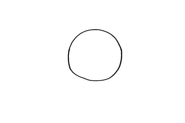 第一步.首先画一个圆形是闹钟的外轮廓。