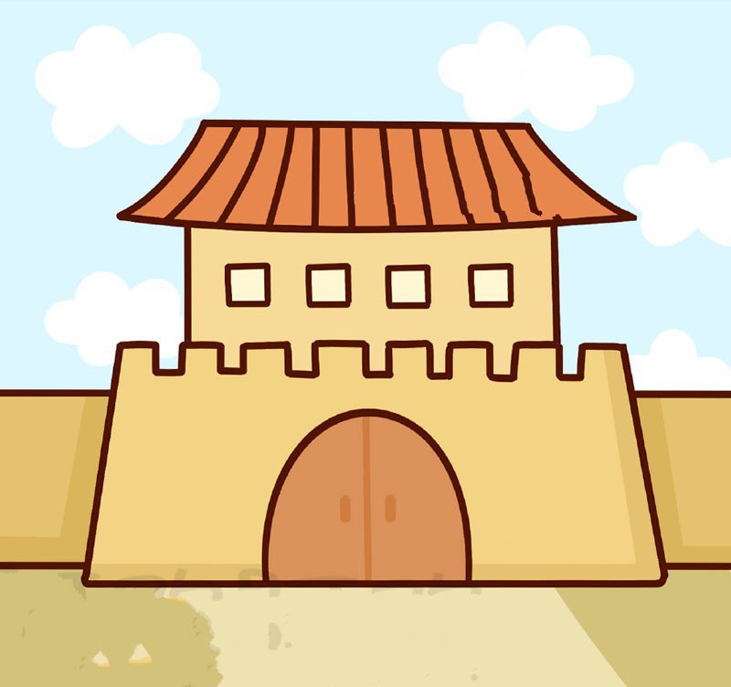 古代城门简笔画图片2
