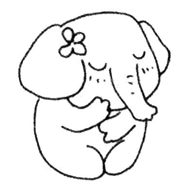 4.画出大象圆滚滚的身体，就完成了