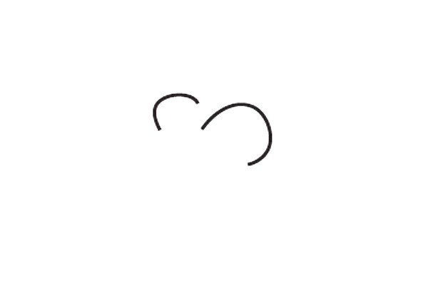1.先画两条像U形的曲线，作为章鱼的眼部轮廓。
