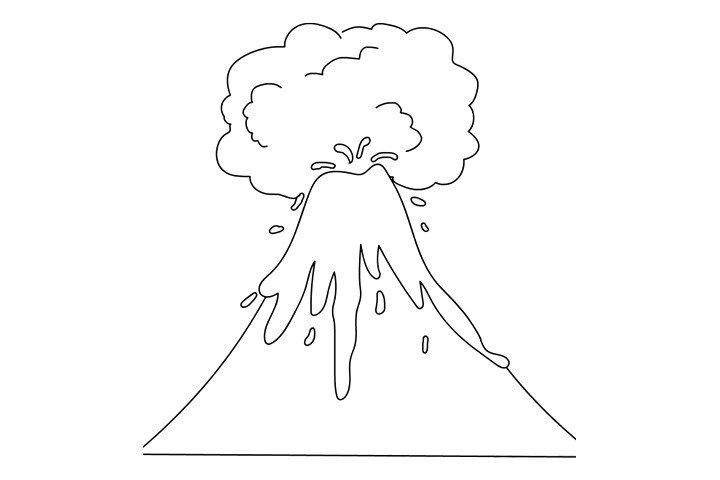 火山喷发简笔画图片