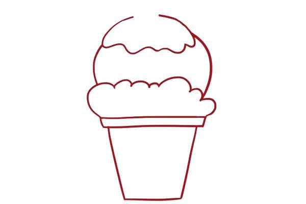 4.上面画上椭圆形的冰淇淋球。