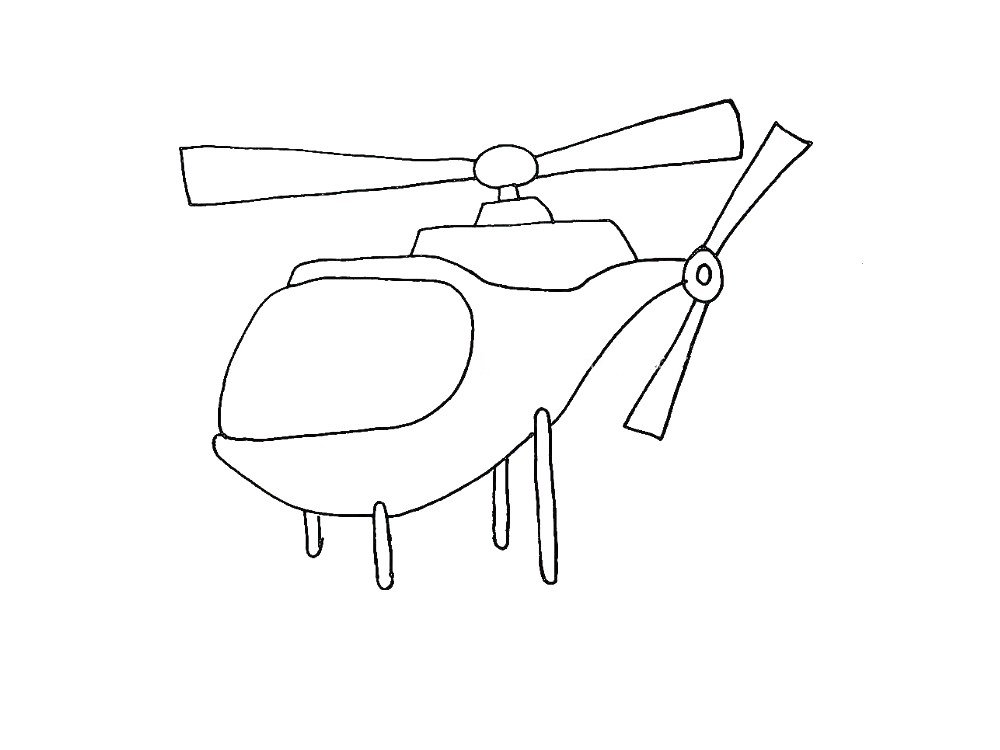 第八步 然后画出直升机的两片尾桨。