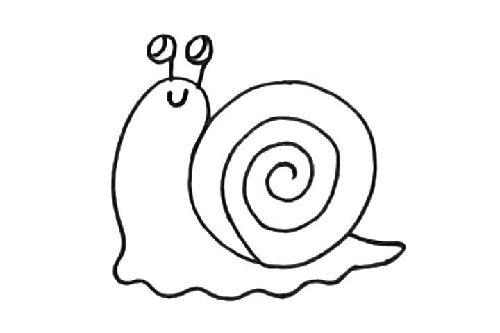 4.画蜗牛的触角眼睛和嘴巴。