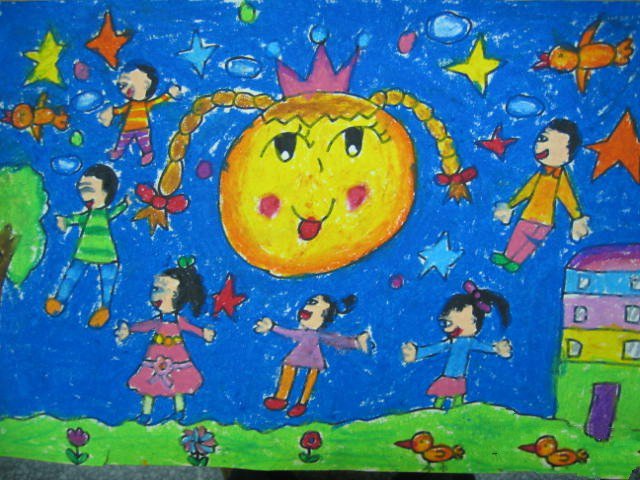 关于中秋节儿童画-欢乐中秋