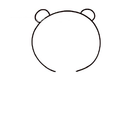 1.先画小熊头部形状的轮廓。