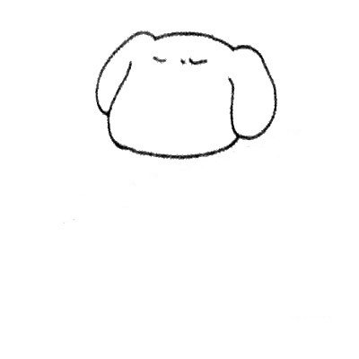 1.先画出斗牛犬脸的形状，特别注意画出它的耳朵形状