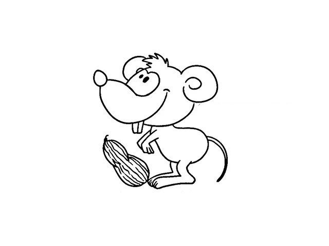 偷吃花生的小老鼠简笔画2