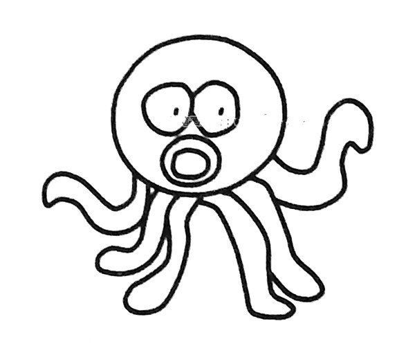 一组简单易学的章鱼简笔画图片
