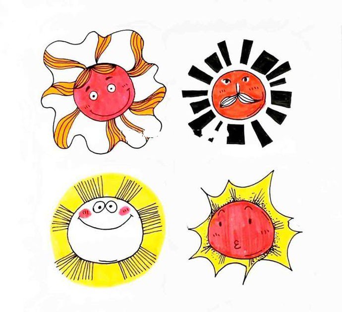 4种卡通太阳的画法