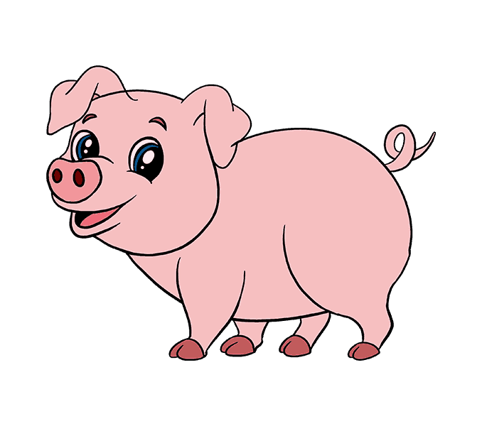 开心的可爱小猪简笔画2
