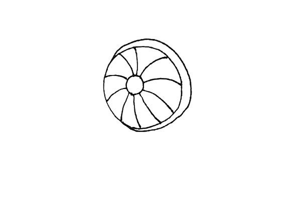 3.外面再画上一条弧线包裹住圆形的一边。