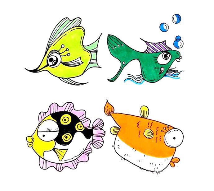 鱼的彩色简笔画图片2