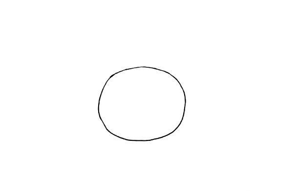 第一步：先画上一个大大的圆，作为闹钟的圆形钟面。