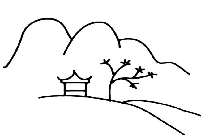 风景简笔画 大山风景简笔画