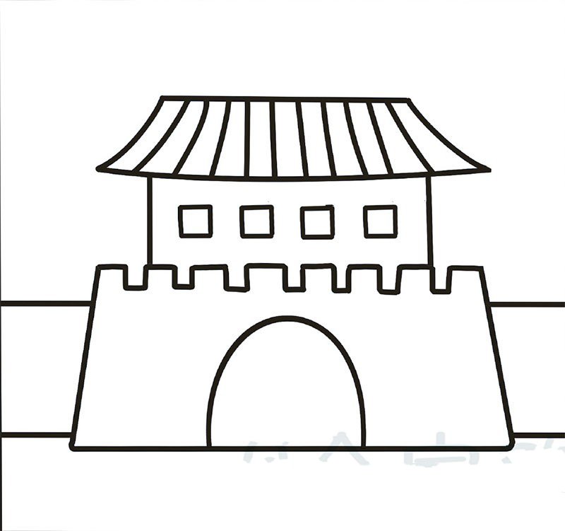 古代城门简笔画图片1