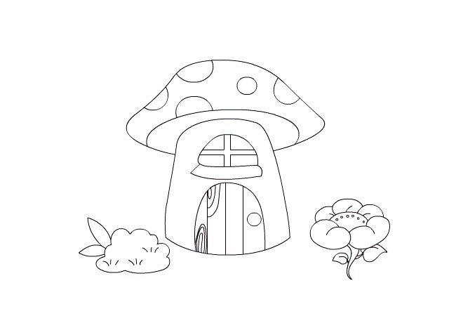 蘑菇房子简笔画1