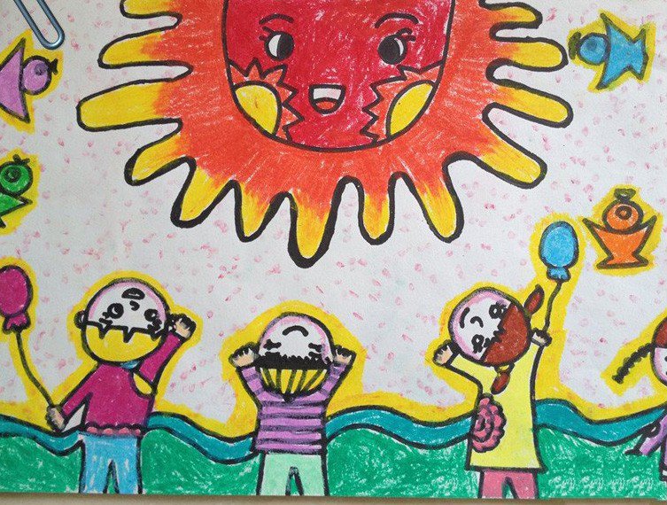 我和太阳共成长，欢庆国庆节主题画作品