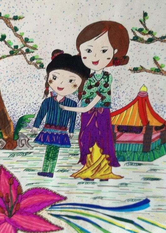 和妈妈一起去踏青五年级母亲节绘画作品分享