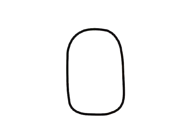 第一步：先画一个圆角矩形，和长方形类似，只是要把四个角全部画成圆圆的，作为小黄人的身体。