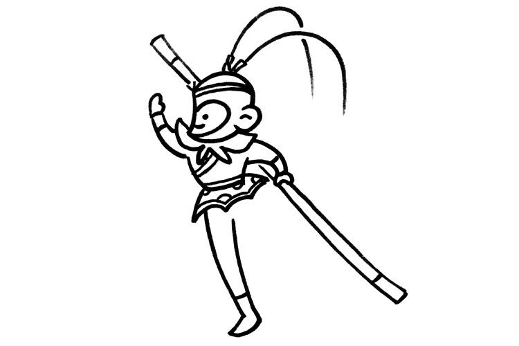 6.画出他手中的金箍棒。