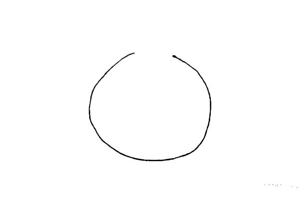 第一步：先画一个圆形，上面留出一点缺口。