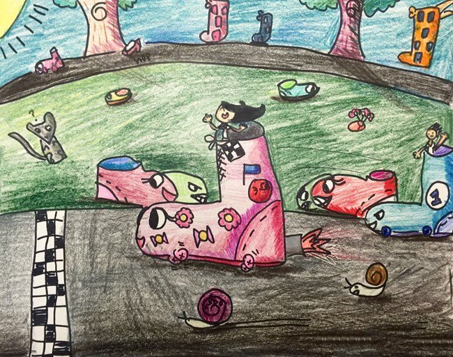 乘鞋旅行记六一儿童节主题绘画作品赏析