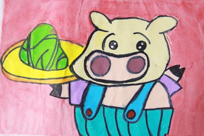有关端午节的卡通画作品小猪也爱吃粽子