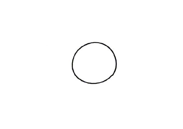 步骤一：先画一个椭圆，作为凯迪的头部