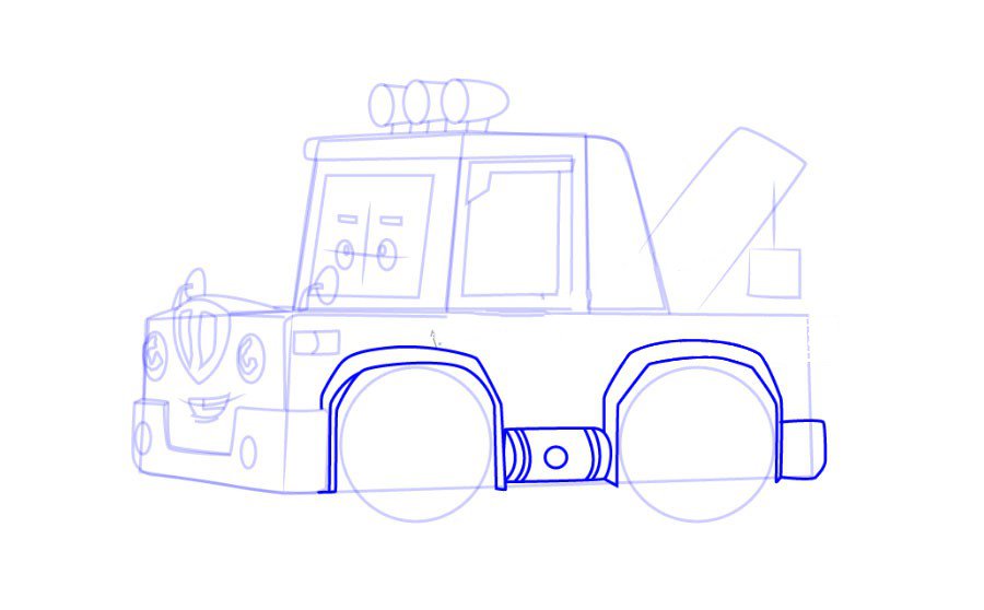 步骤八：画车轮上面的框架