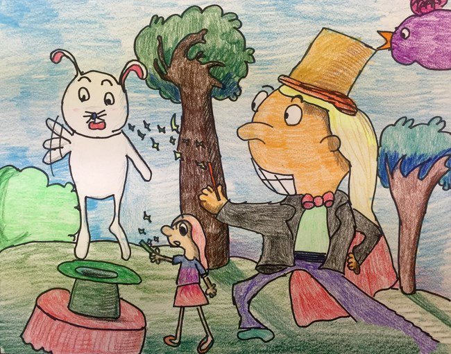 神奇的魔术表演庆六一儿童节主题画分享