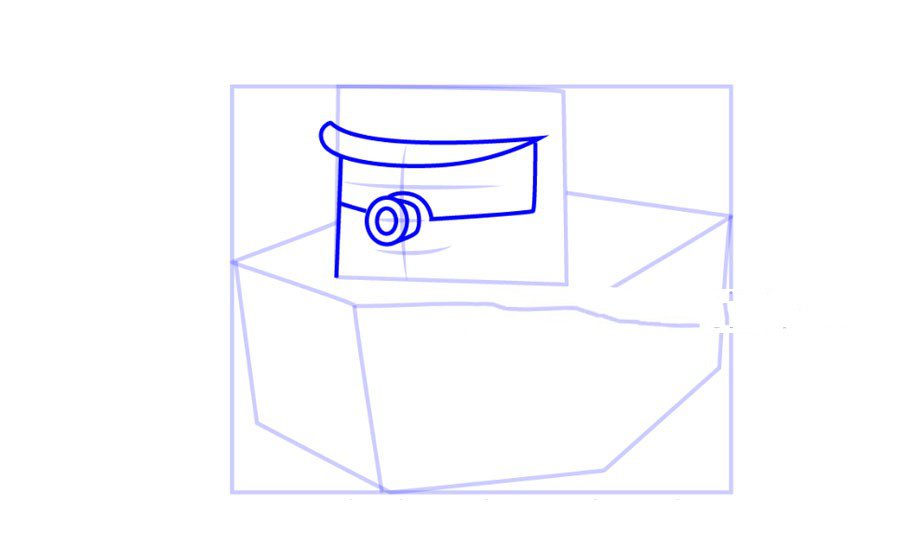 步骤三：画马林的帽檐鼻子和前挡风玻璃
