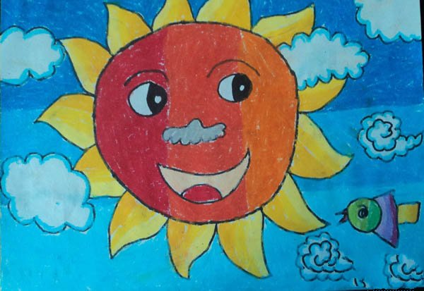 儿童画春天里的太阳