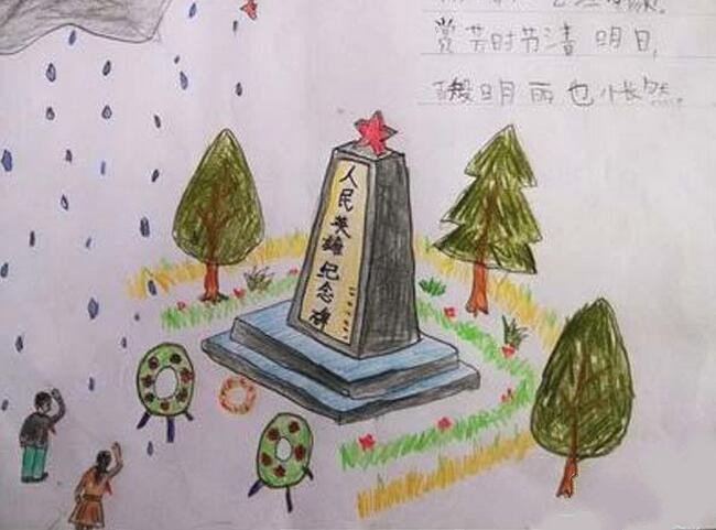 拜祭人民英雄清明节扫墓绘画作品欣赏