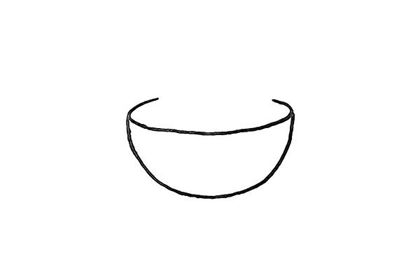 2.用曲线连接出碗檐.一侧不要封口。