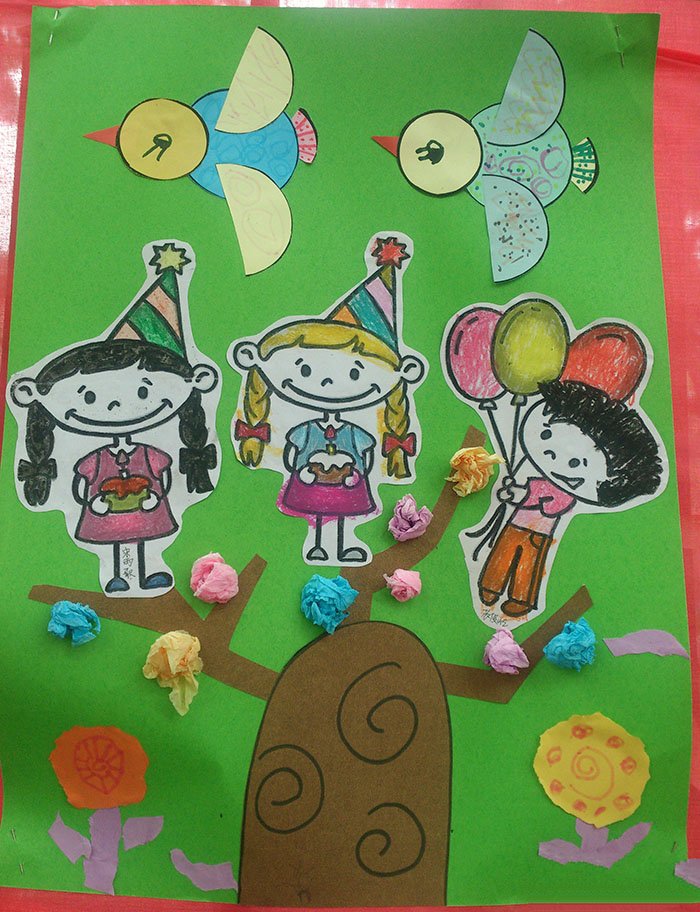 快乐儿童节水彩画