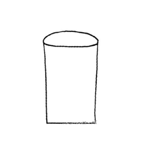 2.再画烟花筒筒身，是一个圆柱体。
