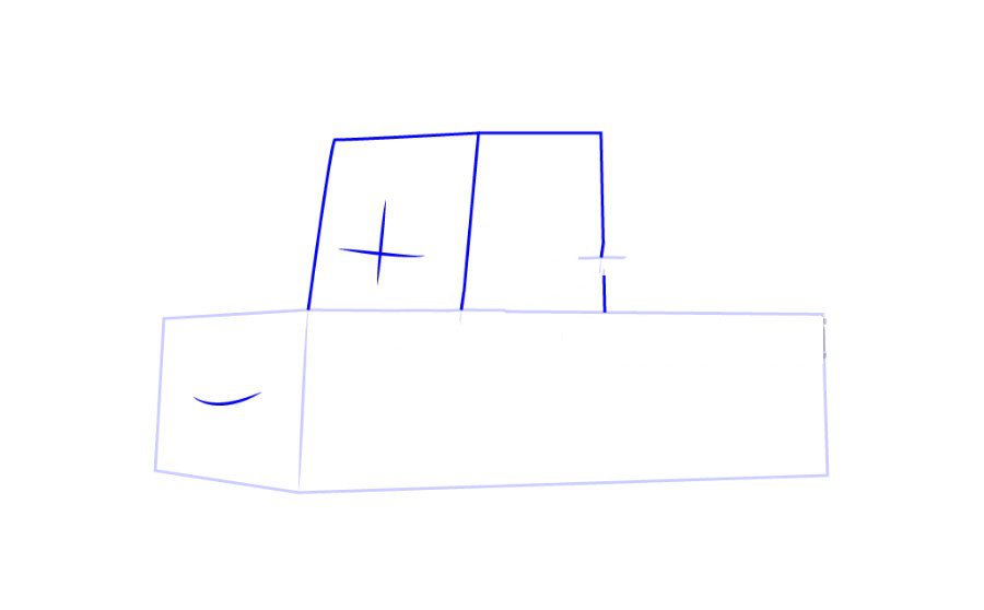 步骤一：画出车厢和车身轮廓